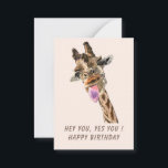 Funny Giraffe Birthday Card<br><div class="desc">Funny Birthday Cards with Giraffe Tongue Out and Playful Wink Cartoon Drawing Giraffes Smile Text - Customisable - or Choose / Add Your Unique Text / Font / Colour - Make Your Special Card - Resize and move or remove and add elements / image with Customisation tool ! Choose fonts...</div>