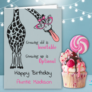 Funny Giraffe Birthday Card For Auntie