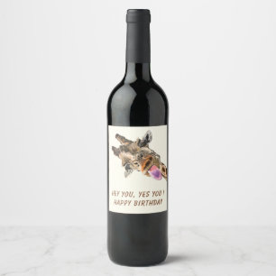 Funny Giraffe Birthday Wine Labels - Customizable
