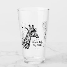 Funny Giraffe Black White Ink Personalised