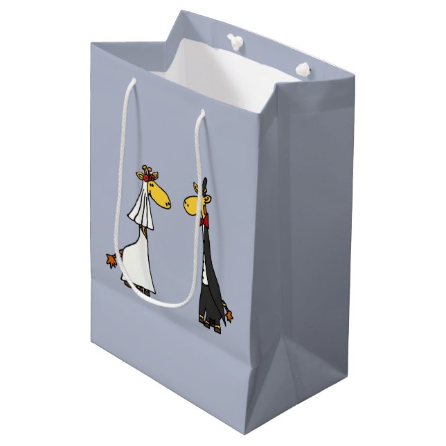 Funny Giraffe Bride and Groom Gift Bag (Front Angled)