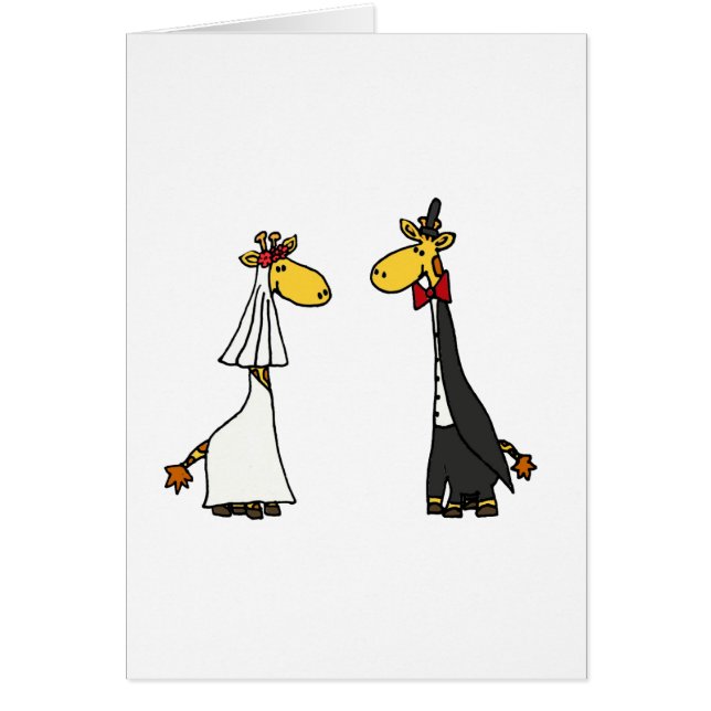 Funny Giraffe Bride and Groom Wedding Cartoon (Front)