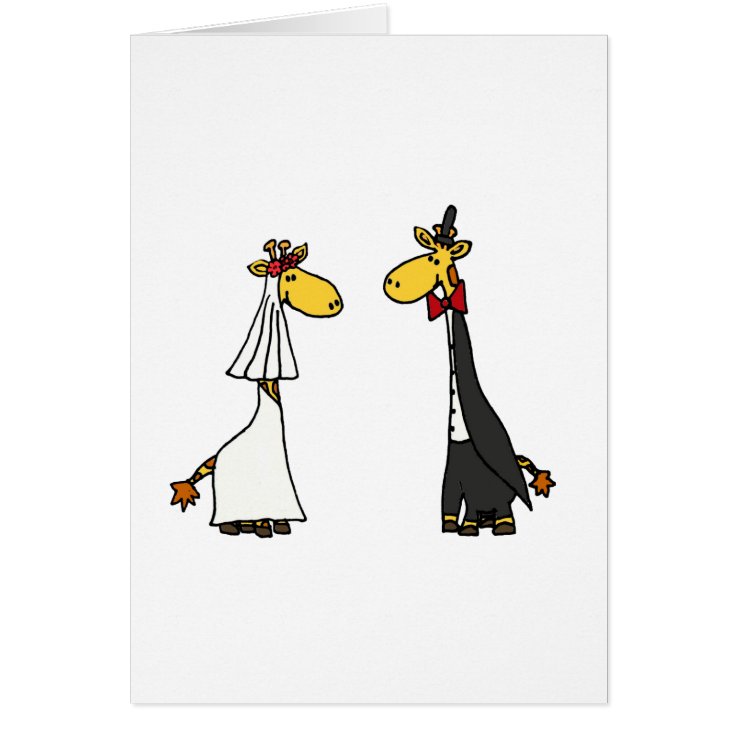 Funny Giraffe Bride and Groom Wedding Cartoon | Zazzle