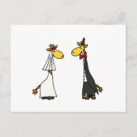 Funny Giraffe Bride and Groom Wedding Cartoon