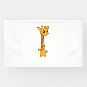 Funny Giraffe Camelopard Lifting Gym Motivation Banner