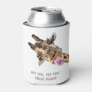 Funny Giraffe Can Cooler Smile - Custom Text