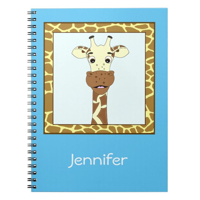 Funny giraffe cartoon kids notebook (Front)