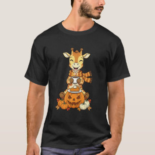 Funny Giraffe Coffee Autumn Thanksgiving Womens Me T-Shirt