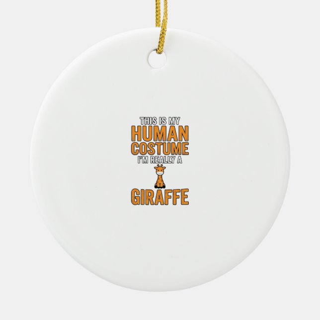 Funny Giraffe Costume Vector Shirt Design_1 Ceramic Tree Decoration (Front)