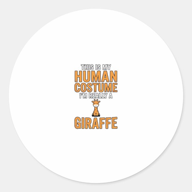 Funny Giraffe Costume Vector Shirt Design_1 Classic Round Sticker (Front)