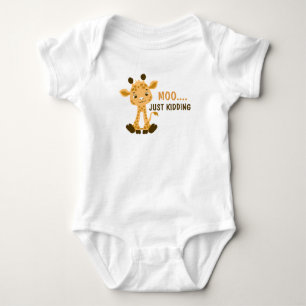 Funny Giraffe Cow's Moo Joke Baby Romper Bodysuit