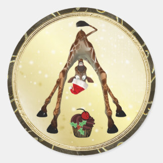 Funny Giraffe & Cupcake Christmas Stickers