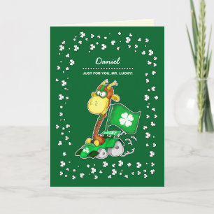 Funny Giraffe   Custom Name St. Patrick's Day  Card