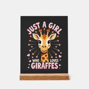 Funny Giraffe Design For Women Girls Safari Giraff Acrylic Sign