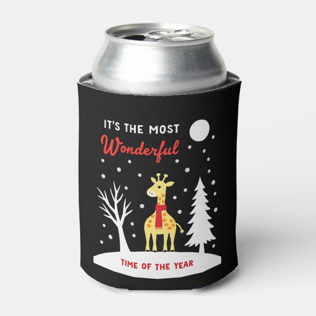 Funny Giraffe Design For Women Girls Safari Giraff Can Cooler (Can Front)