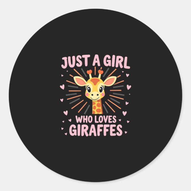Funny Giraffe Design For Women Girls Safari Giraff Classic Round Sticker (Front)