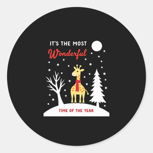 Funny Giraffe Design For Women Girls Safari Giraff Classic Round Sticker (Front)