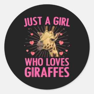 Funny Giraffe Design For Women Girls Safari Giraff Classic Round Sticker