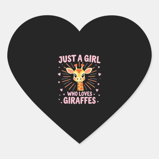 Funny Giraffe Design For Women Girls Safari Giraff Heart Sticker (Front)