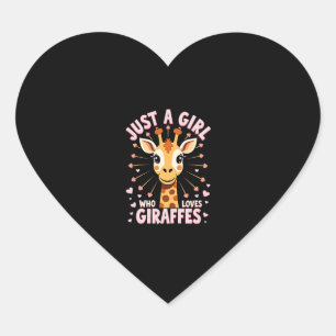 Funny Giraffe Design For Women Girls Safari Giraff Heart Sticker