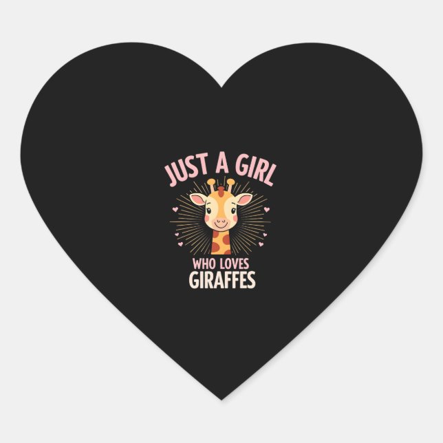 Funny Giraffe Design For Women Girls Safari Giraff Heart Sticker (Front)