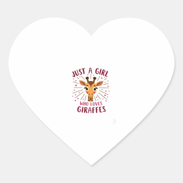 Funny Giraffe Design For Women Girls Safari Giraff Heart Sticker (Front)
