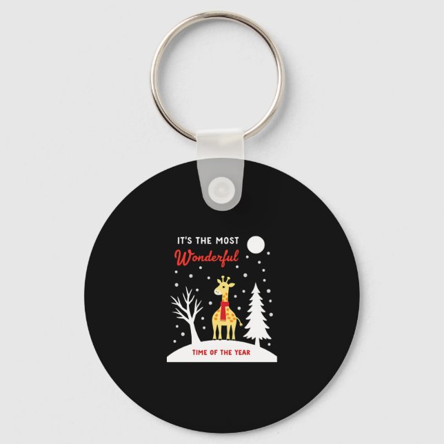 Funny Giraffe Design For Women Girls Safari Giraff Key Ring (Front)