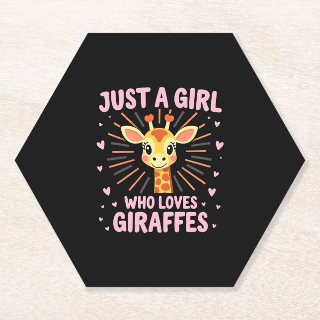 Funny Giraffe Design For Women Girls Safari Giraff Paper Coaster (Front)