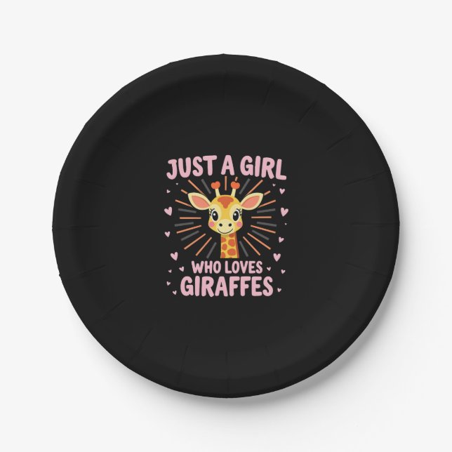 Funny Giraffe Design For Women Girls Safari Giraff Paper Plate (Front)