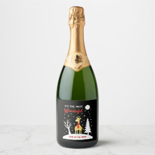 Funny Giraffe Design For Women Girls Safari Giraff Sparkling Wine Label