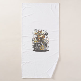 funny giraffe drummer  bath towel