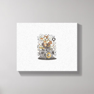 funny giraffe drummer canvas print