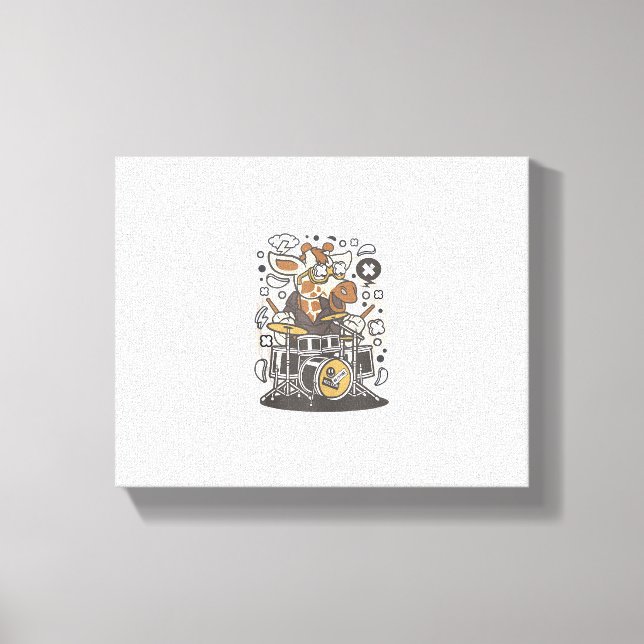 funny giraffe drummer  canvas print (Front)
