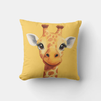 Funny Giraffe Face Yellow Kids Room Nursery Cushion