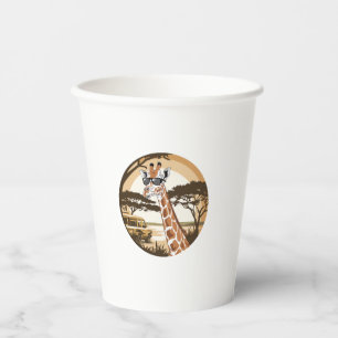 Funny Giraffe Family Sunglasses Zoo Africa Paper Cups