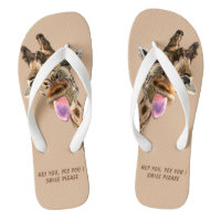 Funny Giraffe Flip Flops Smile - Choose Colours