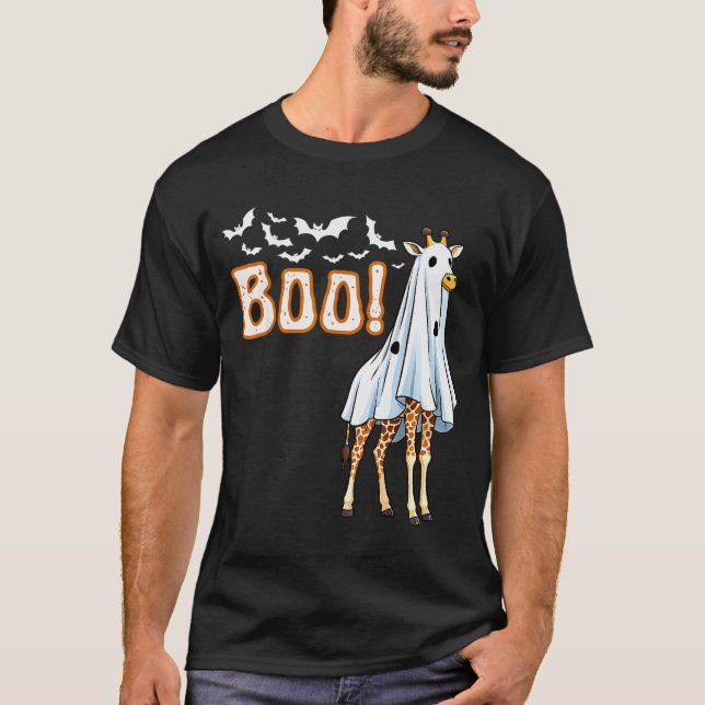 Funny Giraffe Ghost Boo Shirt Cute Animal Hallowee (Front)