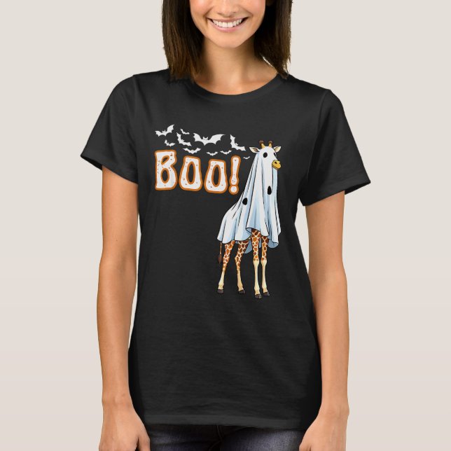 Funny Giraffe Ghost Boo Shirt Cute Animal Hallowee (Front)