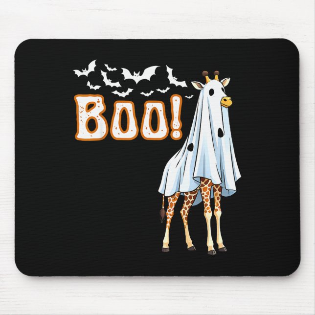 Funny Giraffe Ghost Boo Shirt Cute Animal Hallowee Mouse Mat (Front)