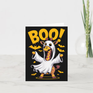 Funny Giraffe Ghost Costume Boo Halloween Outfit Card