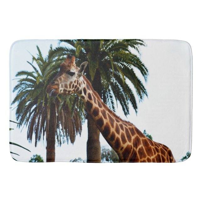 Funny Giraffe Giving A Raspberry, Bath Mat (Front)