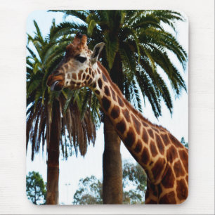 Funny Giraffe Giving A Raspberry, Mouse Mat