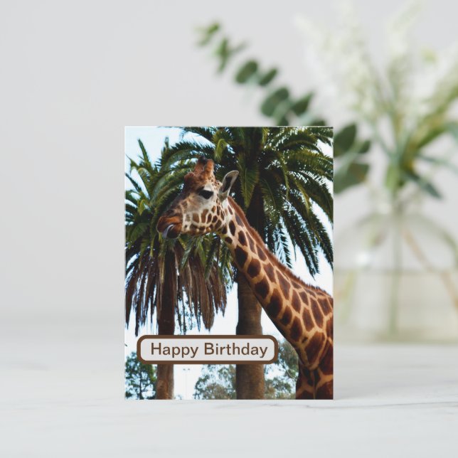 Funny Giraffe Giving A Raspberry, Postcard (Standing Front)
