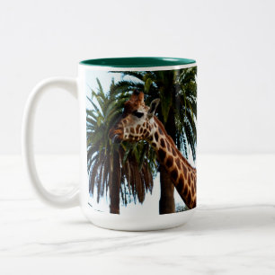 Funny Giraffe Giving A Raspberry, Two-Tone Coffee Mug