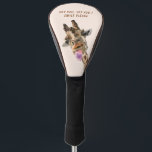 Funny Giraffe Golf Head Cover Custom Text<br><div class="desc">Funny Golf Head Covers with Giraffe Tongue Out and Playful Wink - Smile Animal Cartoon Drawing with Text - or Choose / Add Your Unique Text / Font / Colour - Make Your Special Golf Head Cover Gift - Resize and move or remove and add elements / image with Customisation...</div>