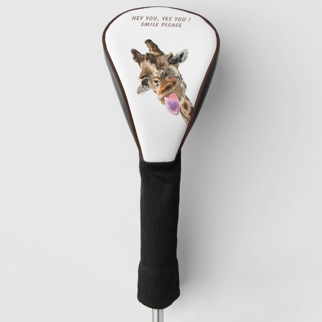 Funny Giraffe Golf Head Cover - Custom Text (Front)