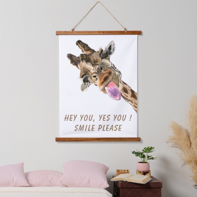 Funny Giraffe Hanging Tapestry - Custom Text (Bedroom)
