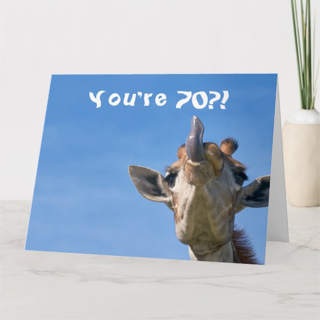 Funny Giraffe Happy 70th Birthday Card (Front)
