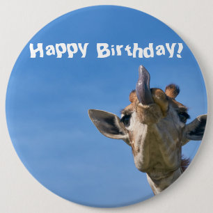 Funny Giraffe Happy Birthday 6 Cm Round Badge