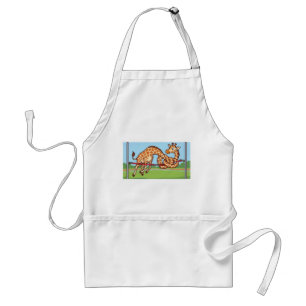 Funny Giraffe High Jump Cartoon Standard Apron